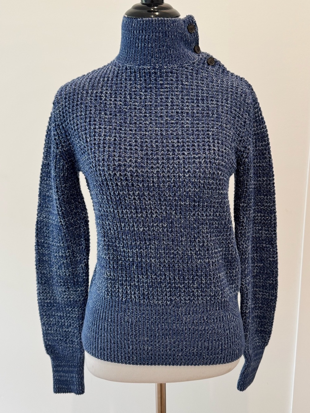 Women’s GAP Small Navy Button-Shoulder Turtleneck Sweater